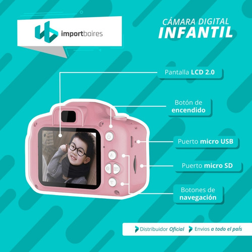 Imagen 7 de 10 de Cámara Digital Full Hd Niños Niñas + Memoria Micro Sd 32gb