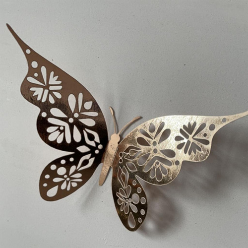 3 X 12x Mariposa Pegatinas De Pared Calcomanías Murales Oro