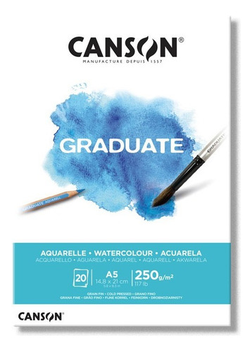 Canson Block Graduate Acuarela 250 Grs A5 X 20 Hojas