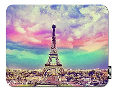 Mousepad Gaming Eiffel Tower Floral Rainbow Sky Urban Paris