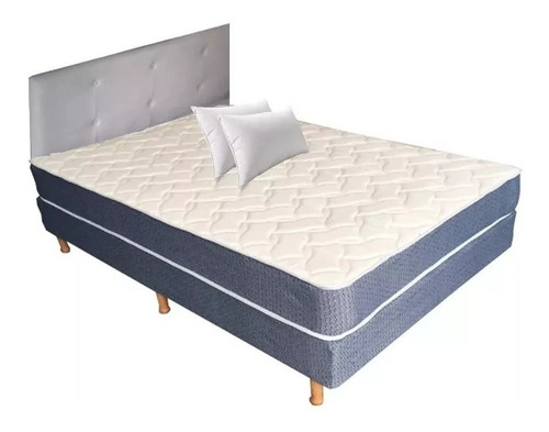 Somier Colchon Dos Plazas Respaldo Colcha Almohadas Sommier