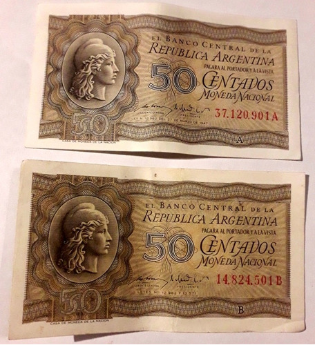 Billete 50 Centavos Moneda Nacional X Unidad 