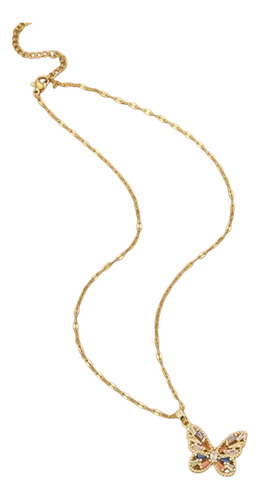 Collar + Dije Mariposa Acero De Titanio Chapado En Oro Dorado