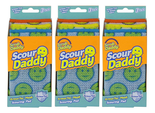 Scour Daddy 3 Cajas De 3 Esponjas C/u  Fibra+esponja