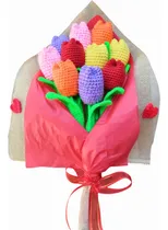 Comprar Ramo De Tulipanes Tejido A Crochet Colorido