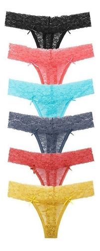 6 Piezas De Encaje Talla Grande G String Mujer Bragas Ropa I