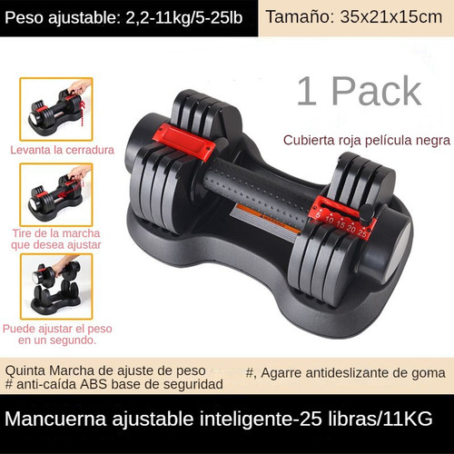 Mancuerna Ajustable Diferentes Pesos 5-25 Lb Color Negro
