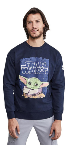 Sudadera Azul Baby Yoda Star Wars Lcby Original Para Hombre