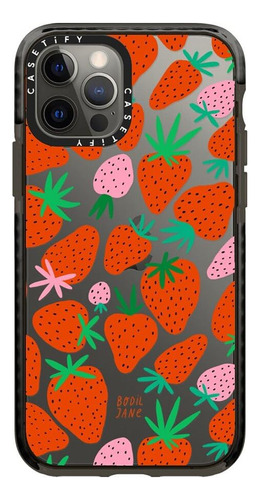 Funda Casetify Para iPhone 12/12 Pro Frutillas Clear Black