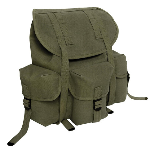 Mochila Militar Retro Estilo Segunda Guerra Mundial Color Verde Oliva