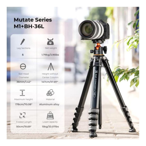 Tripode Aluminio M1 +bh-36l K&f Concept