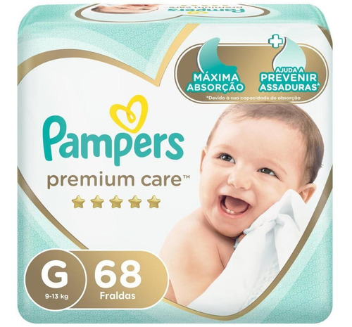 Pacote De Fraldas Premium Care Tamanho G Com 68 Unidades Pampers