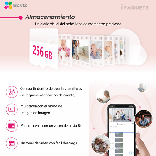 Cámara Seguridad Monitor Bebé Ezviz Wifi Batería 1080p+128gb