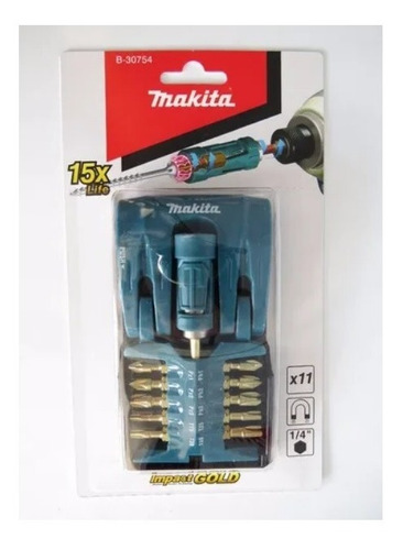 Kit De Bits Torção Impact Gold Makita Com 11 Peças B-30754