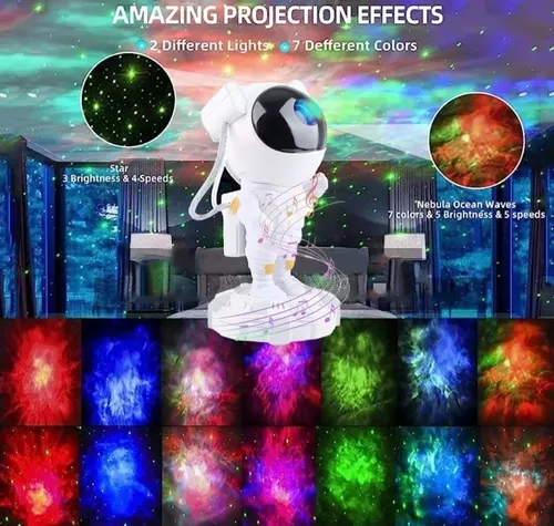 Lámpara Astronauta Proyector Galaxia Con Parlante Bluetooth