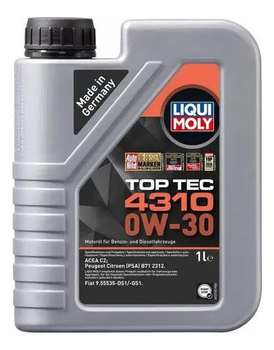 Aceite Liqui Moly Sintético 0w30 Top Tec 4310 X 1l