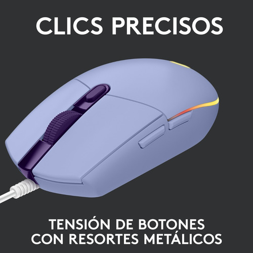 Imagen 7 de 12 de Mouse Gamer Logitech G203 New Rgb Lghtsync Lila Color Violeta