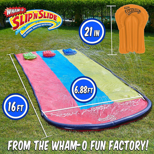 Wham-o Slip N Slide Triple Deslizamiento Y Tobogán Con 3 Bot
