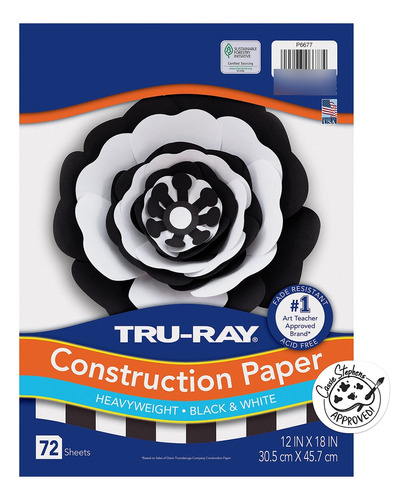 Tru-ray Papel Construccion Premium Blanco Negro 12 X 18  72