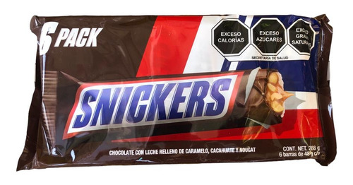 Chocolate Snickers Leche Caramelo Cacahuate 18 Pz 48g C/u