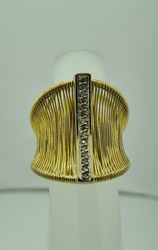 Anel Vazado Ouro 18k Com Brilhantes Cod 44081