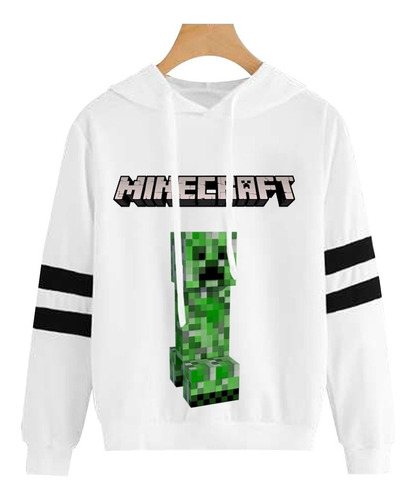 Hoodies Blanco Mujer Creeper Minecraft