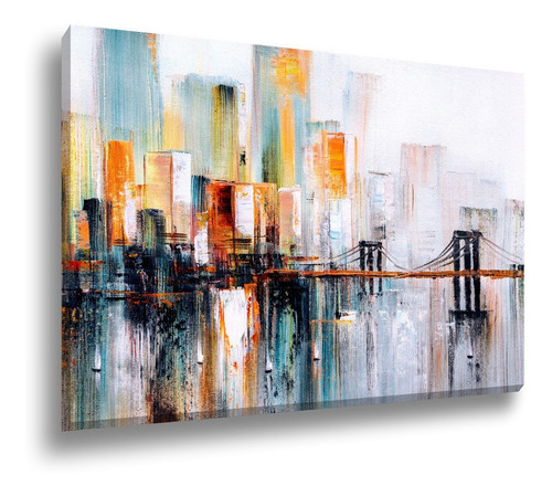 Quadro Decorativo Canvas Grande Abstrato Ponte 60x90 Cor Impressão em Alta Resolução Cor da armação Tecido Canvas Borda Infinita