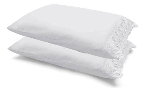 Kit Fronha Sonata Renda Naira - Bouton - 50x70cm Cor Branco Lisa
