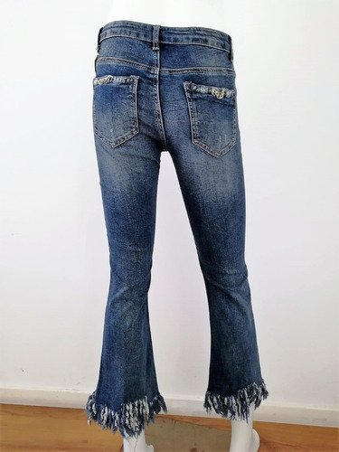 Imagen 5 de 7 de Jeans Italianos Alicrados Desfelcado Abajo Cadenas