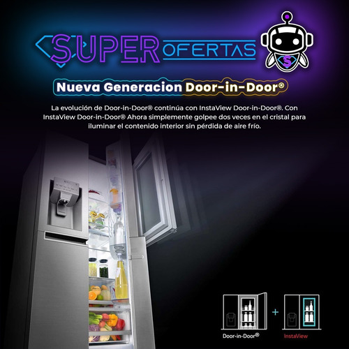 Imagen 4 de 8 de Refrigeradora LG Instaview Toc Toc - 3 Puertas Inverter Line