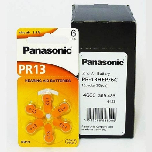 Pilas Audífonos Panasonic Pr 13 Caja X 60 Naranja Audiologia