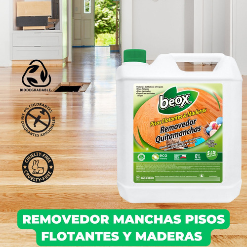 Removedor Manchas Ceras Piso Flotante Y Parquet Beox®5 Litro