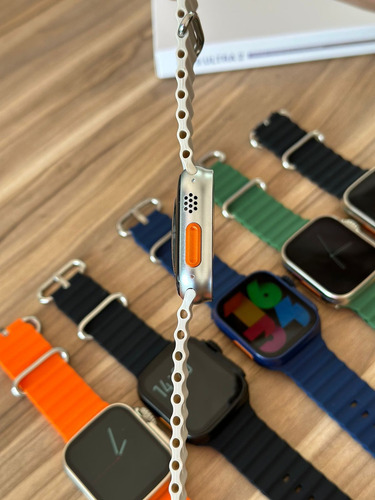 Smartwatch Xs9 Ultra 2 Série 9 Double Touch Tela Ips 5 Cores Caixa Prateado Pulseira Laranja