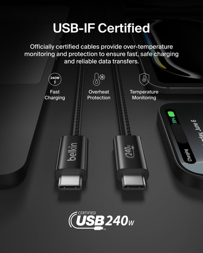 Cable Usb C A Usb C De 2 M Belkin Boostcharge 240 W Para Iph