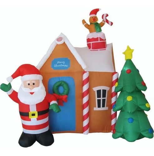 Inflable Navidad Casa Viejo Pascuero Arbol Led Polo Norte A