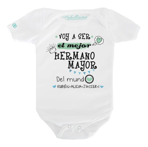 Pañalero Personalizado Bebé Hermano Manga Corta O Larga