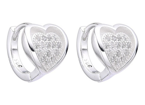 Zarcillos De Plata Ley Huggies Corazon Brillante Accesorios