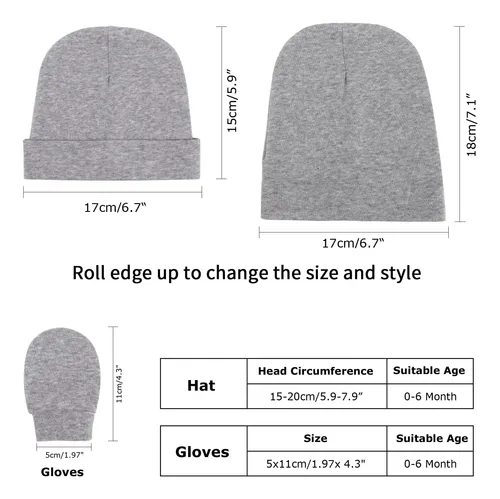 3 Gorros Y Guantes Suaves Para Recien Nacidos En Colores Var