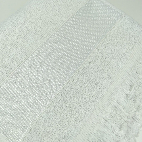 Kit 70 Toalhas Social Franja Boca Mão Felpa Para Sublimação Cor Branco