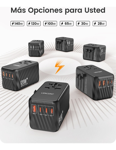 Adaptador Enchufe Viaje Universal Cargador 2 Usb Y 3 Tipo C