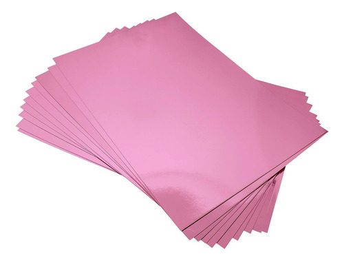 Papel Laminado 250g A4 Colorido Artesanato Enfeites 10 Fls Cor Rosa Rosa