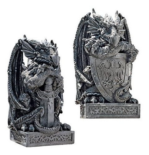 Design Toscano Las Estatuas Del Dragon Arturiano Set Of Swo