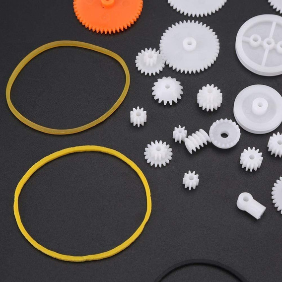 paquete de 60 Juego de engranajes de plástico para polea y cinturón de gusano juego de engranajes de corona para robot motor de coche piezas de bricolaje 
