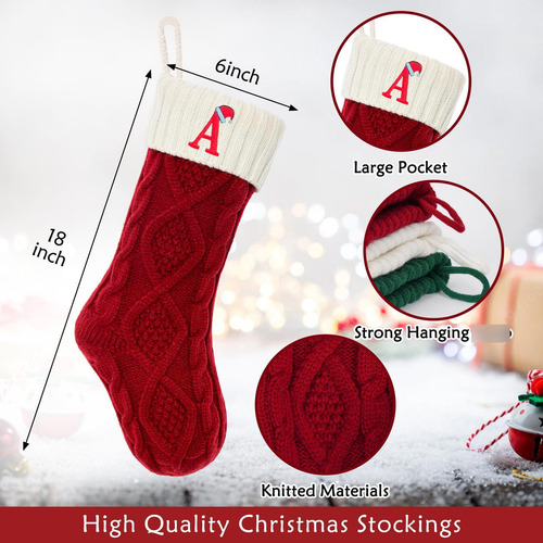 Medias De Navidad Bordadas Con Letra J 45 Cm Decoración