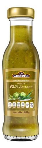 7 Pzas Salsa La Costeña Línea Gourmet De Chile Serrano 280 G