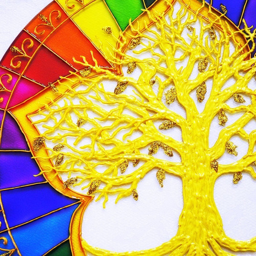 Imagem 2 de 3 de Mandala Árvore Da Felicidade E Da Fortuna E Pentagrama 25cm