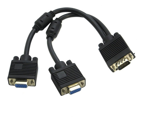 Imagen 1 de 3 de Cable Reforzado Divisor De 15 Pines Vga Macho A 2 Vga Hembra