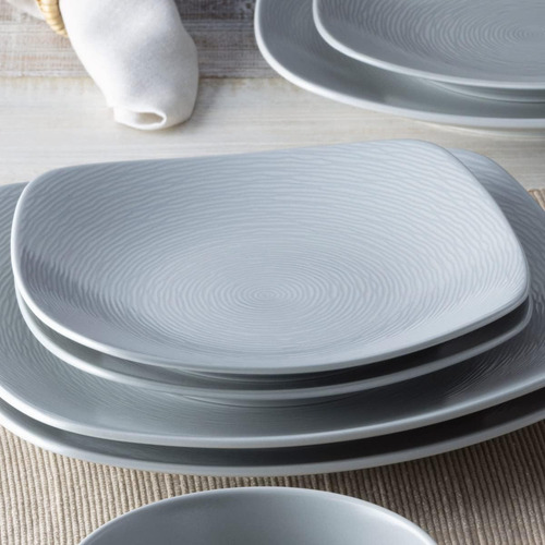 Noritake Gog Remolino De 12 Piezas Cuadrado En Gris