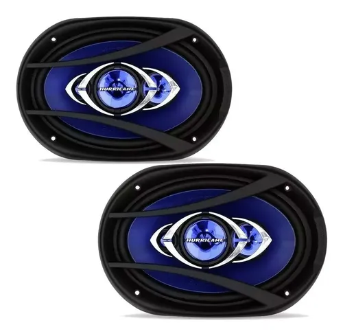 Alto-falante Quadriaxial Hurricane CM 69 6x9 Pol 180W RMS Preto/Azul para Carro