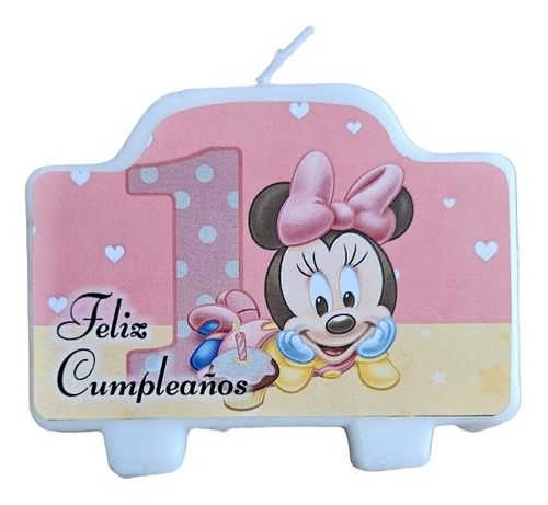 Vela Minnie 1 Añito Cotillón Cumpleaños Fiestas Bebes